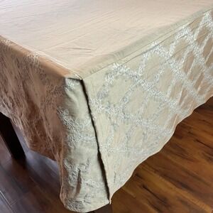 Victoria Classics Bedskirt Dust Ruffle Queen Beige Trellis 15" Drop Split Corner
